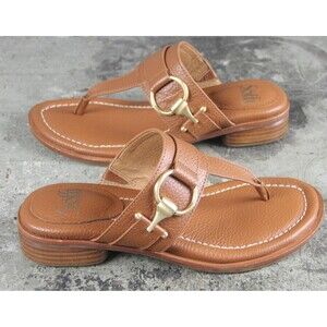 Sofft Fernanda Cognac Brown Slip-On Thong Sandals, ladies size 7.5M